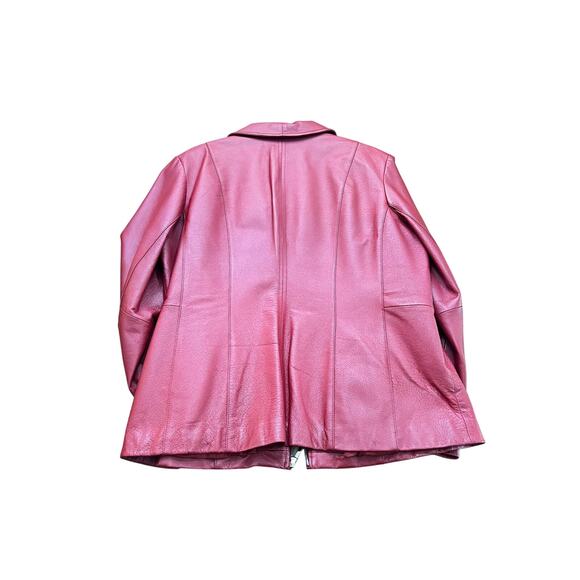 Vintage East 5th Women's Red Genuine Leather Full Zip Up Jacket Size 1X - Picture 5 of 5